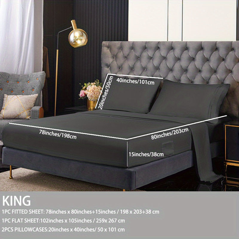 Cooling Bedding Set for Hot Sleepers 3/4 Piece Sheets Pillowcases Dark Grey Queen King Twin Full California King