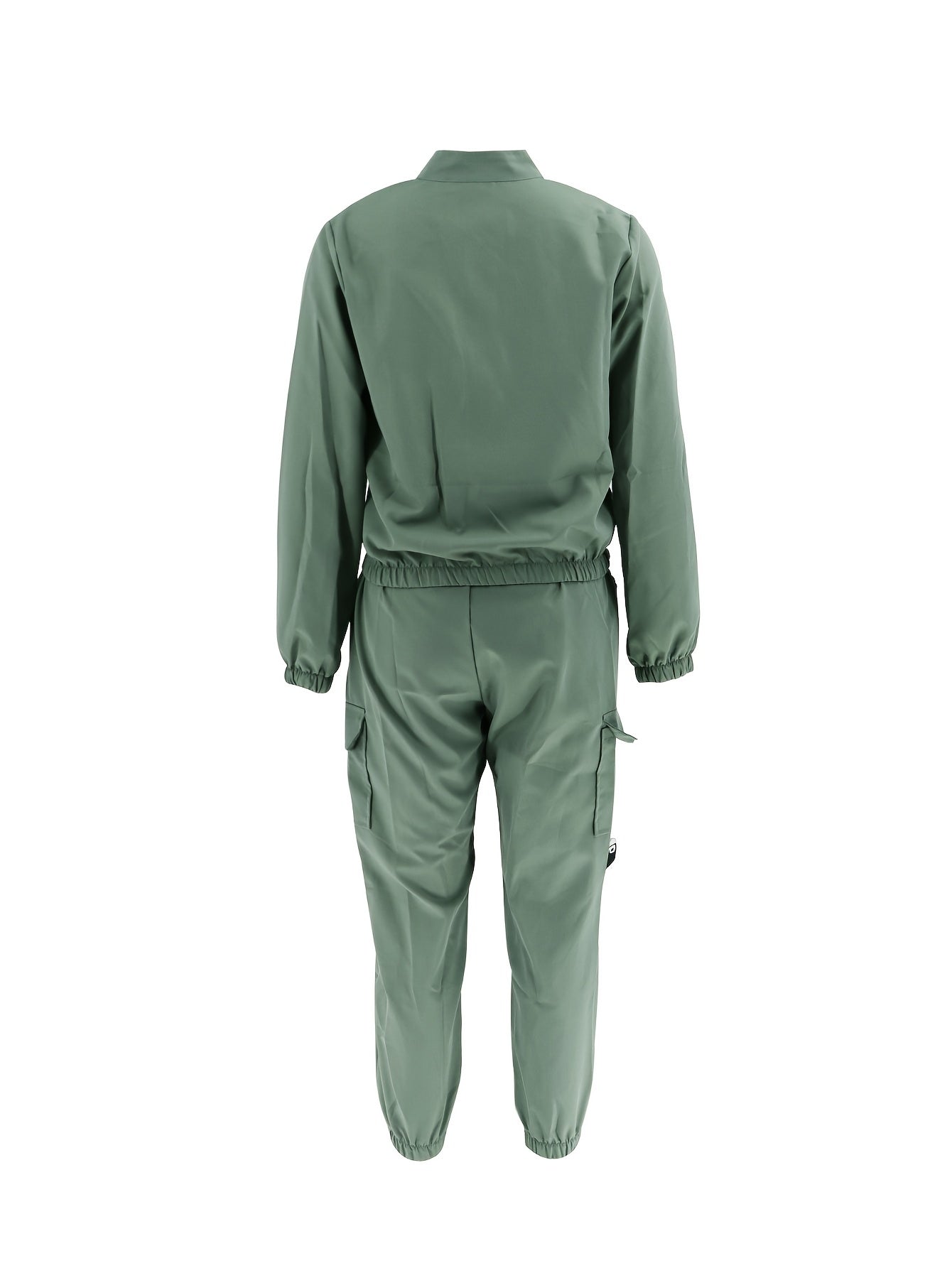 Kundalik ayollar uchun ikki qismli kostyum, zipli, toʻliq polyester elastan, bahor va kuz uchun