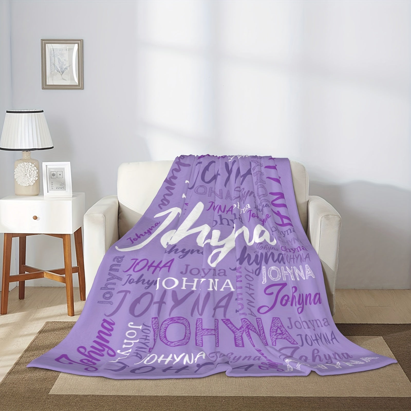 QOGOER Maxsus Ism Flanel Ko'rlagi - Har Mavsumga Shaxsiy Dizayn - Tashqi Sarguzashtlar, Qulay Uy Dekoratsiyasi va Hayvonlar uchun Mukammal Sovg'a - Zamonaviy Uslub, Raqamli Bosma, Polyester Material, 200-250gsm To'qilgan Matolar - 1 Dona O'z ichiga oladi