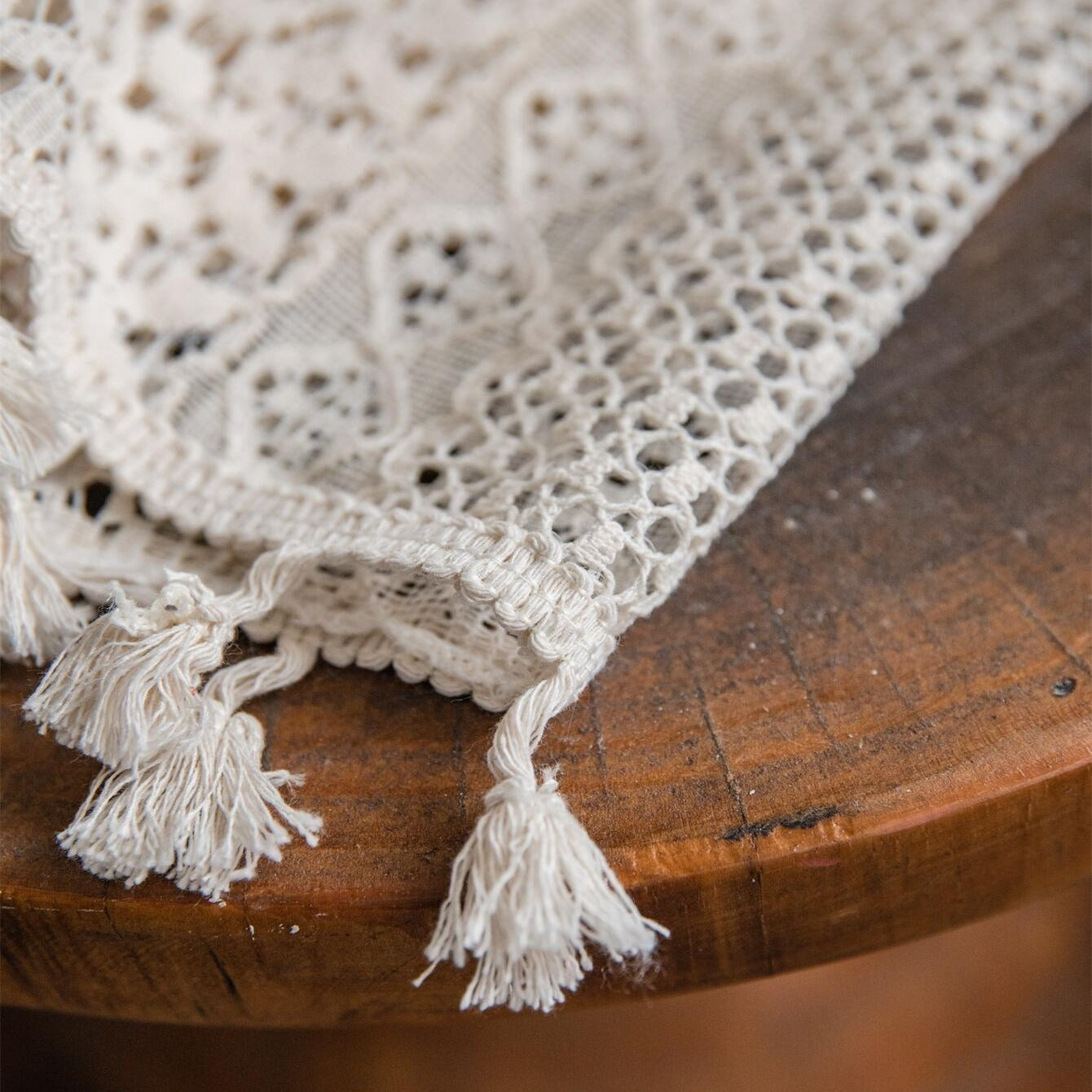 Beige Boho Curtains with Fringe and Gold Details UV Protection Rod Pocket for Living Room Kitchen