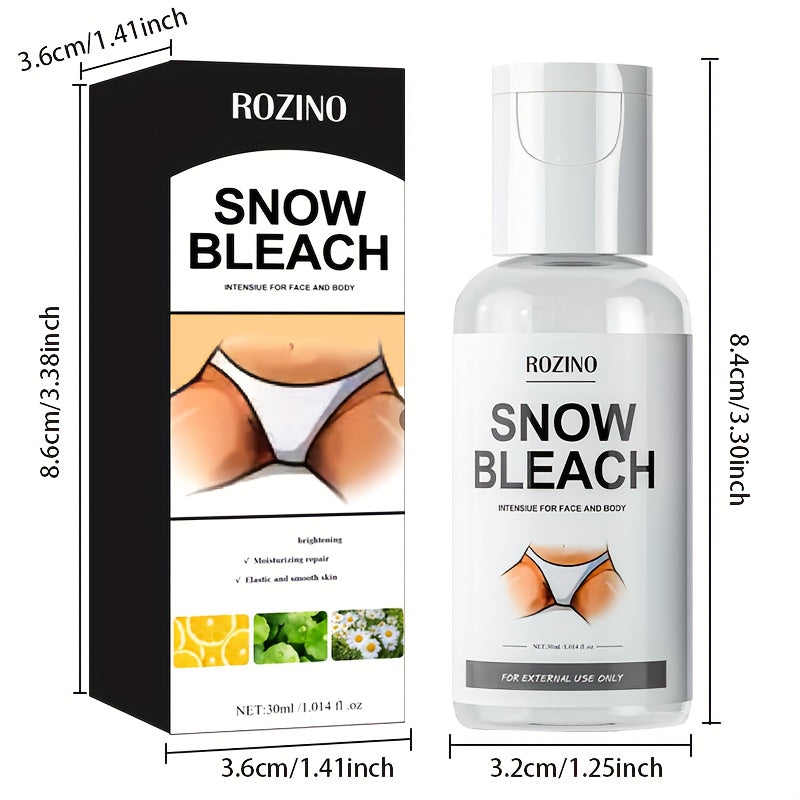 Snow Bleach Cream for Private Areas and Body 1.01 oz Hypoallergenic Skin Lightener Moisturizer