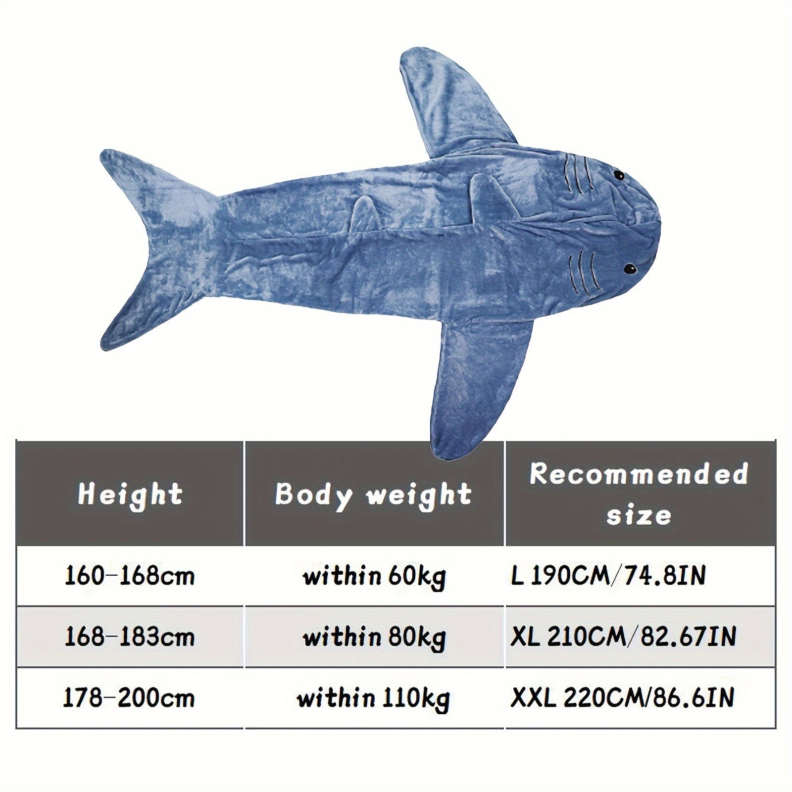 Adult and Child Wearable Shark Blanket Sleeping Bag Soft Warm Christmas Gift