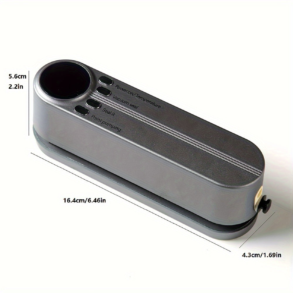 Compact USB rechargeable vacuum sealer for kitchen and picnics