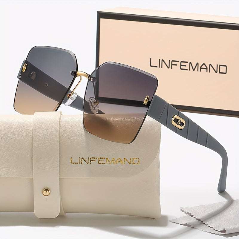 Oversized Frameless Gradient Fashion Glasses Women Casual Beach Eyewear