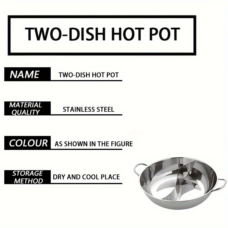 Induction-Compatible 28cm Stainless Steel Divider Cookware Dual Flavor Shabu Shabu Pot