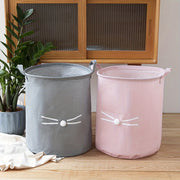 Large Bohemian Cat Face Laundry Hamper Waterproof Collapsible Fabric Basket with Handles