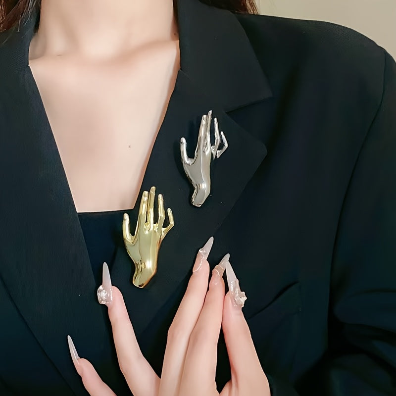 Gold Palm Brooch Pin for Women and Men Luxurious Accessory