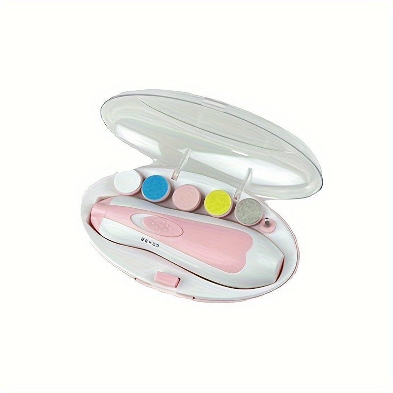 6-in-1 Nail Care Kit for Kids Pink Blue Electric Grinder Clippers Manicure Set