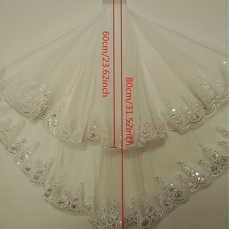Wedding Veil with Lace Edging and Comb Bridal Hair Accessory for Women