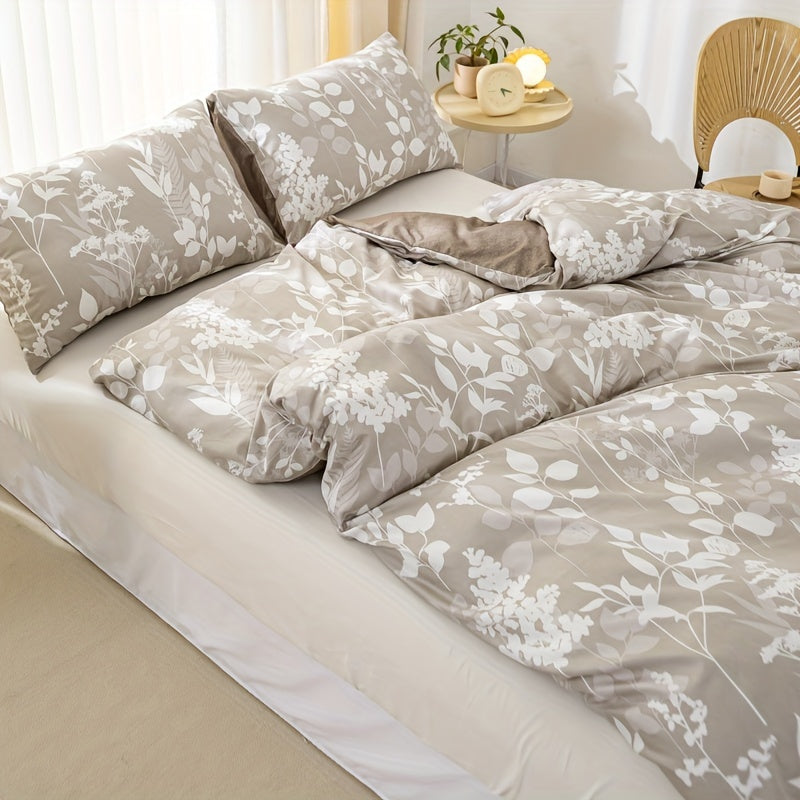 Duvet Cover Set with Retro Floral Print 3 Pieces Soft Breathable Bedding for Bedroom