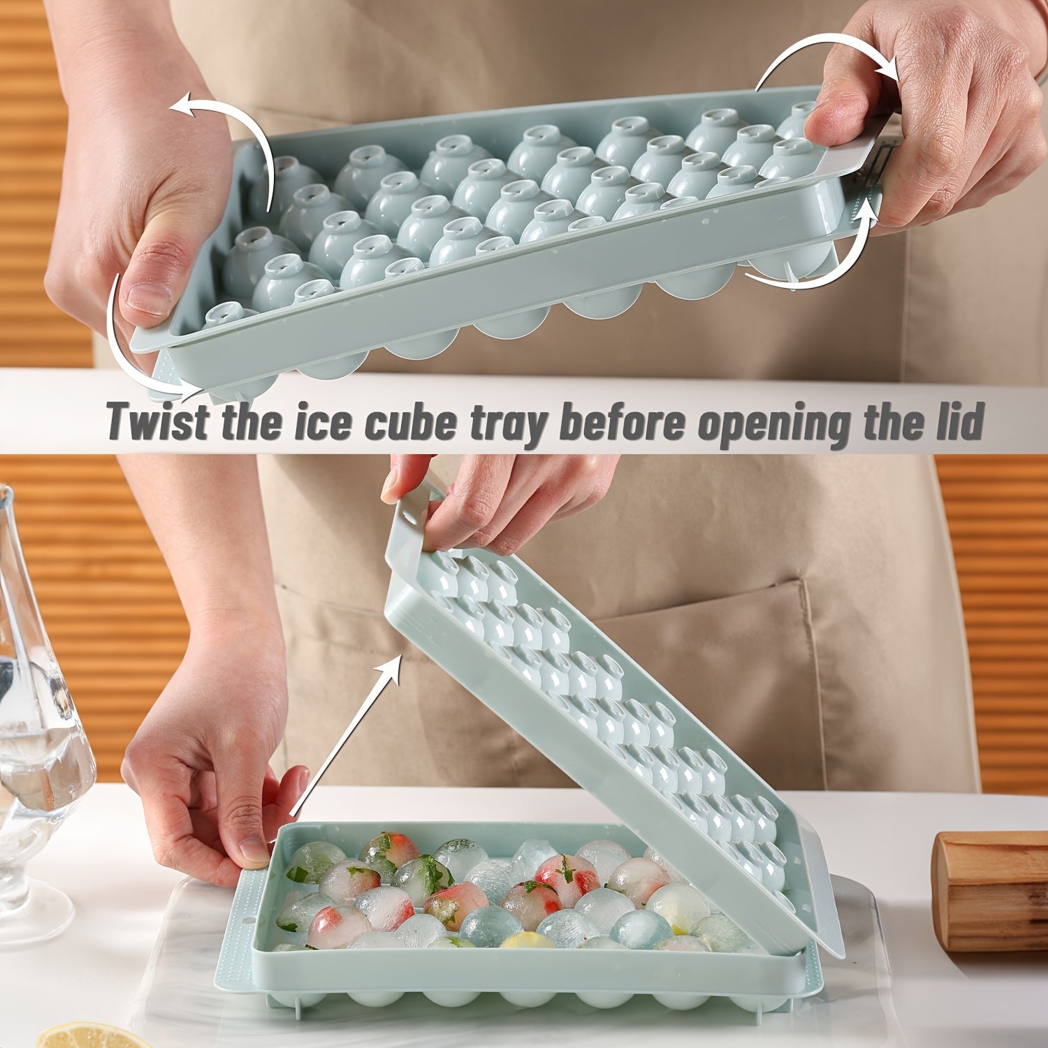 Ice Cube Mold Set with Scoop Tongs, Easy Release Tray, Storage Box for Cocktails Whiskey Coffee