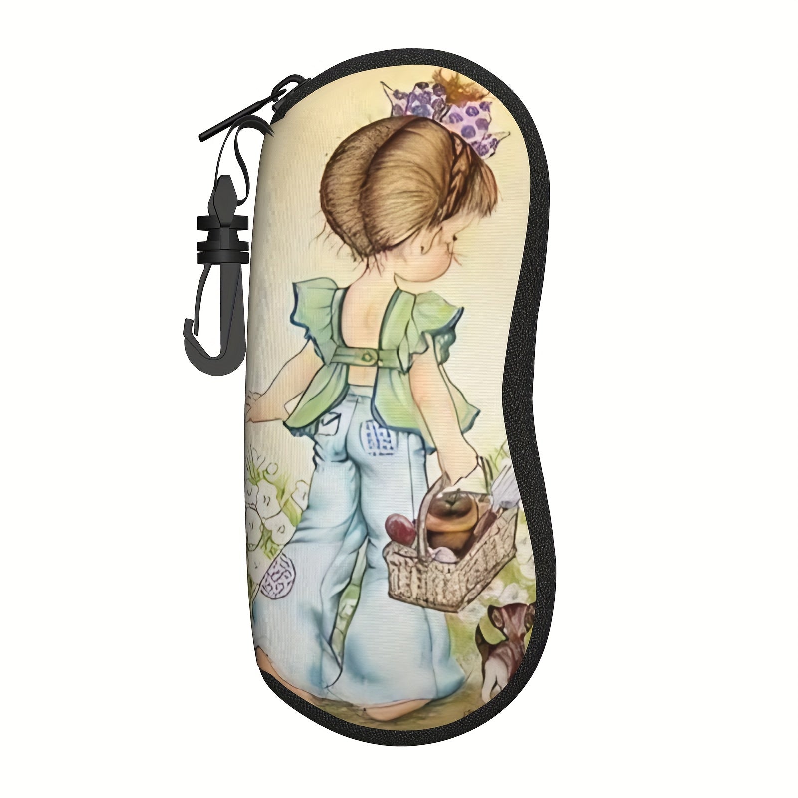 Erkaklar va ayollar uchun nozik illyustratsiya dizayni yengil ko'zoynak sumkasi - Sarah Kay portativ yumshoq ko'zoynak qutisi zıppıgı bilan