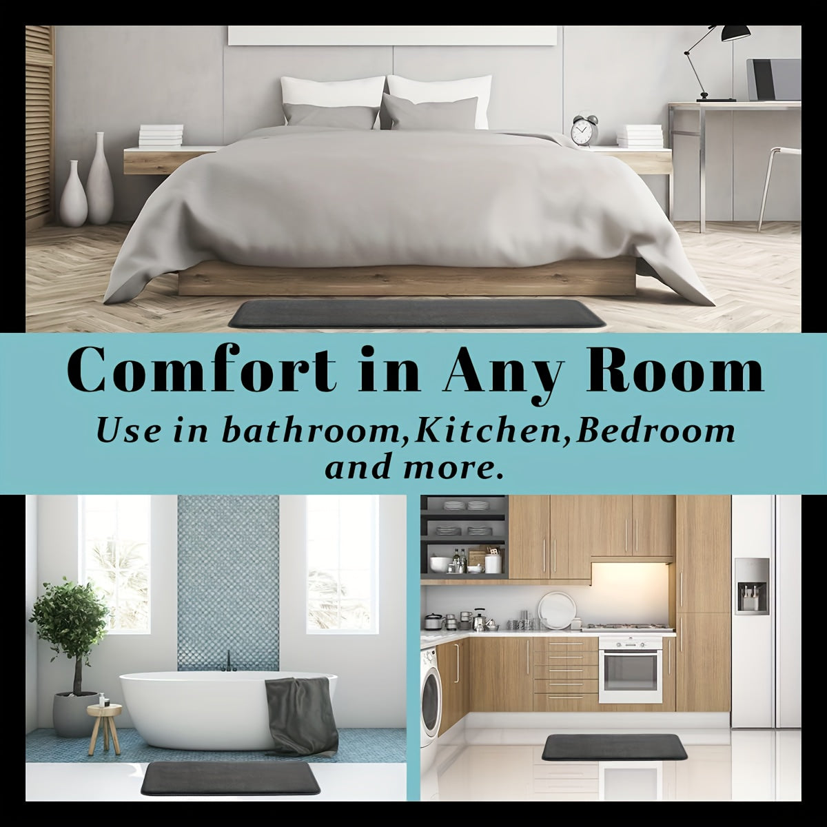 Alfombra absorbente antideslizante para baño, entrada de cocina, suave y cómoda, grande