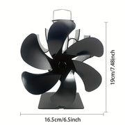 Portativ 6-pichoqli pechka ventilyatori, katta I-asos bilan, yuqori haroratga chidamli - elektr energiyasiga ehtiyoj sezmasdan samarali issiqlik taqsimoti