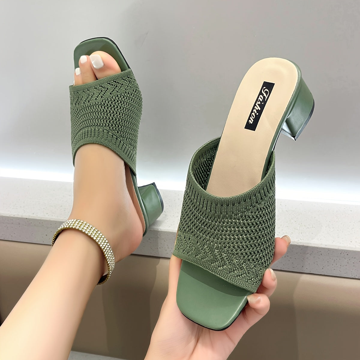 Women's Multicolor Knit Wedge Sandals Open Toe Slip-On Summer Shoes