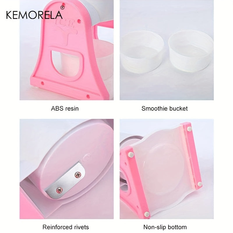 Kichik oshxona uchun shvedlangan muz kokteyllari uchun kompaktdan foydalaniladigan qoʻlda muz maydalagich, pushti va koʻk