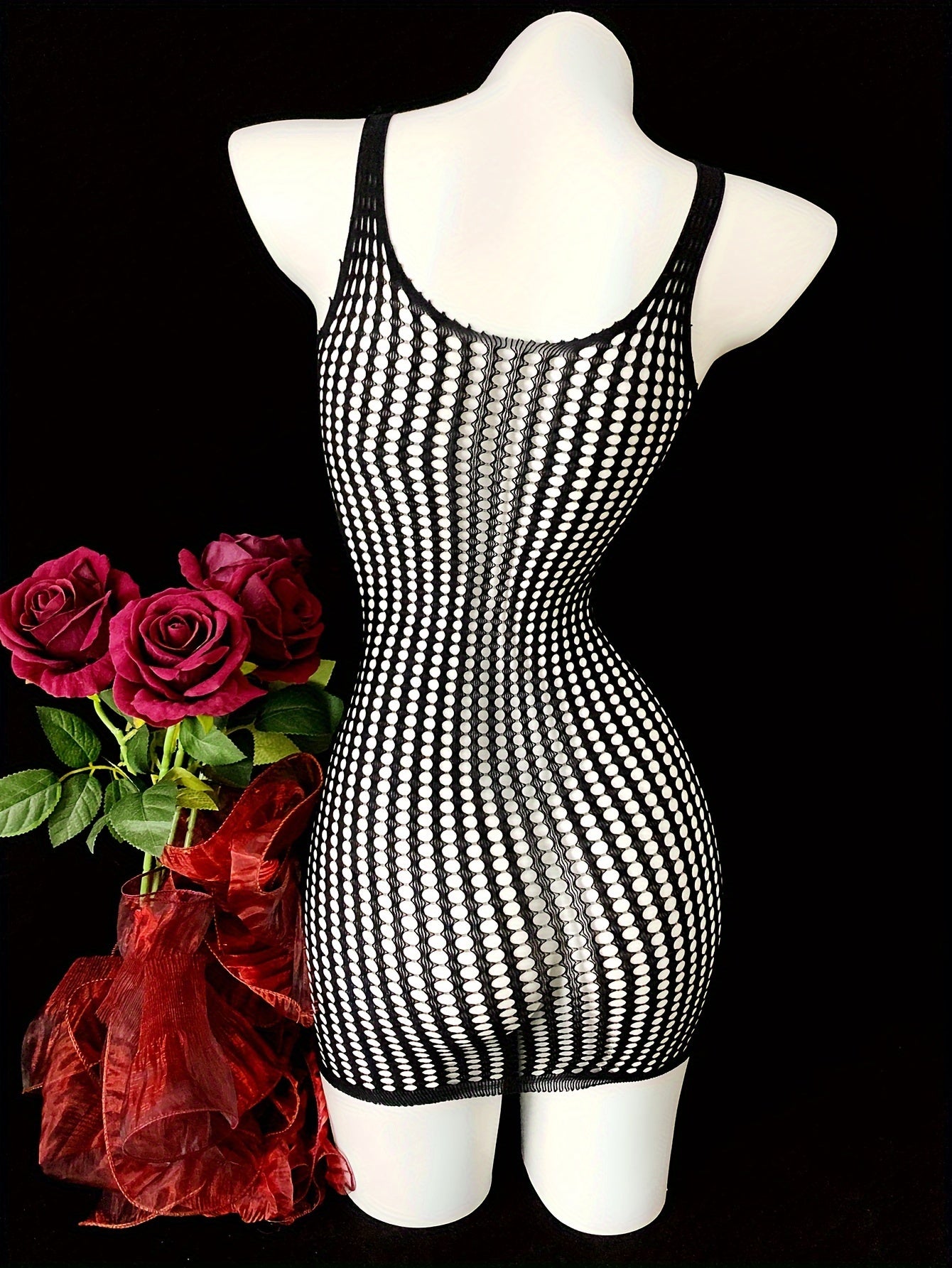Women's Fishnet Sleeveless Bodycon Dress Stretchy Sheer Lingerie for Festivals