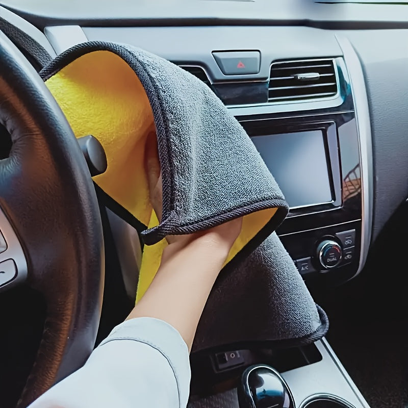 Ultra-absorber avtomobil yuvish sochiq, ikki tomonlama qalin coral fleece, avtomobil shisha tozalash uchun