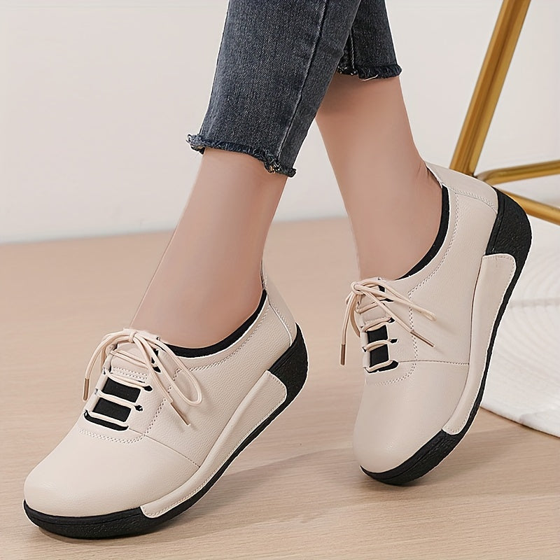 Ayollar uchun kundalik sport poyabzali, bir rangli, bog‘lamli, sirpanmaydigan, qulay oyoq kiyimlari