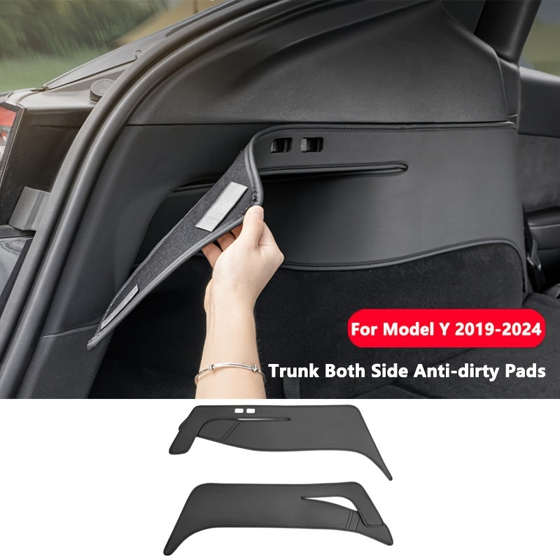 Protectores laterales del maletero trasero para Tesla Model Y, protectores de esquina de cuero sintético