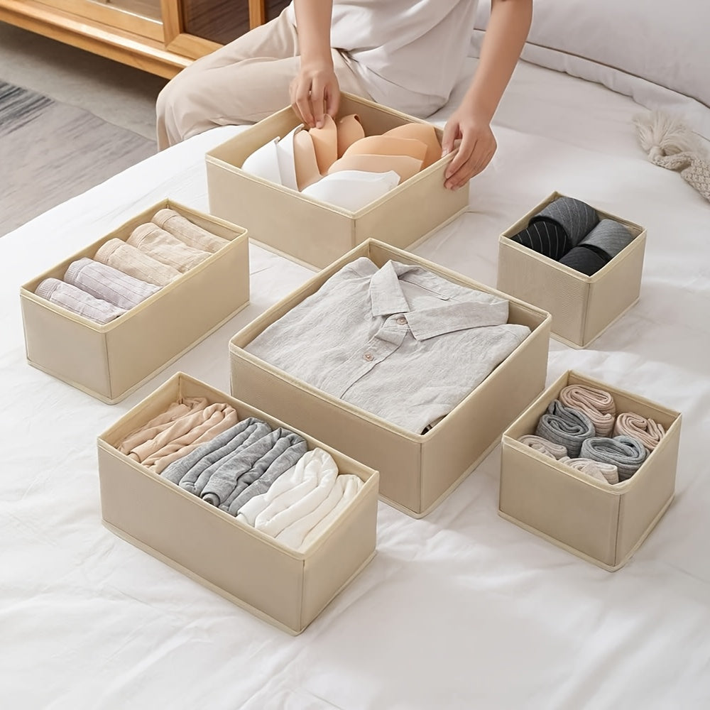 6-Pack Foldable Non-Woven Storage Bins for Closet Organization