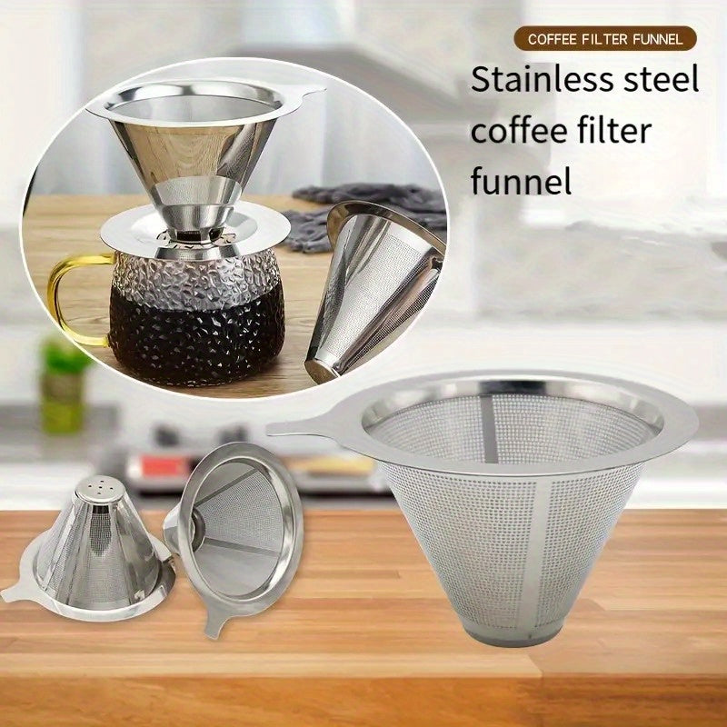 Universal Stainless Steel Pour-Over Coffee Filter Reusable Mesh for Home Office