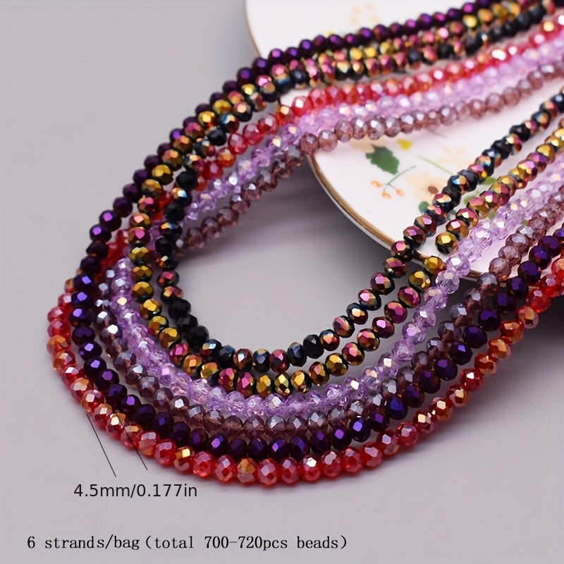 720 Pieces Faceted Glass Rondelle Beads 4mm for Jewelry Making and Crafts