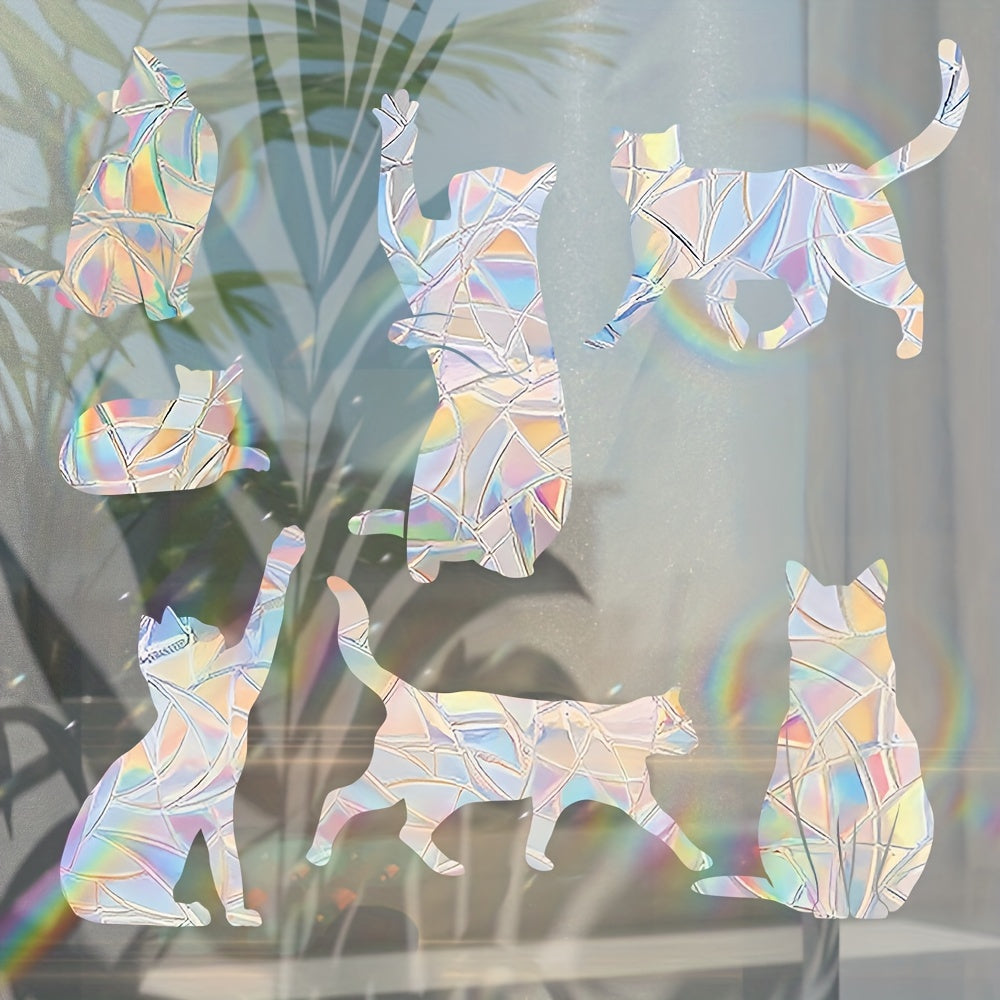 Colorful Cat Window Decals Reusable Electrostatic Clings for Balcony and Bedroom