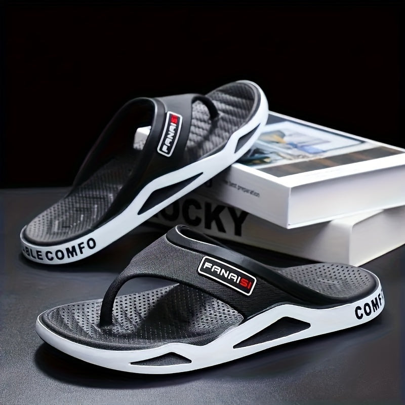 Men's PVC Casual Slip-On Slippers with Round Toe for Outdoor and Daily Use