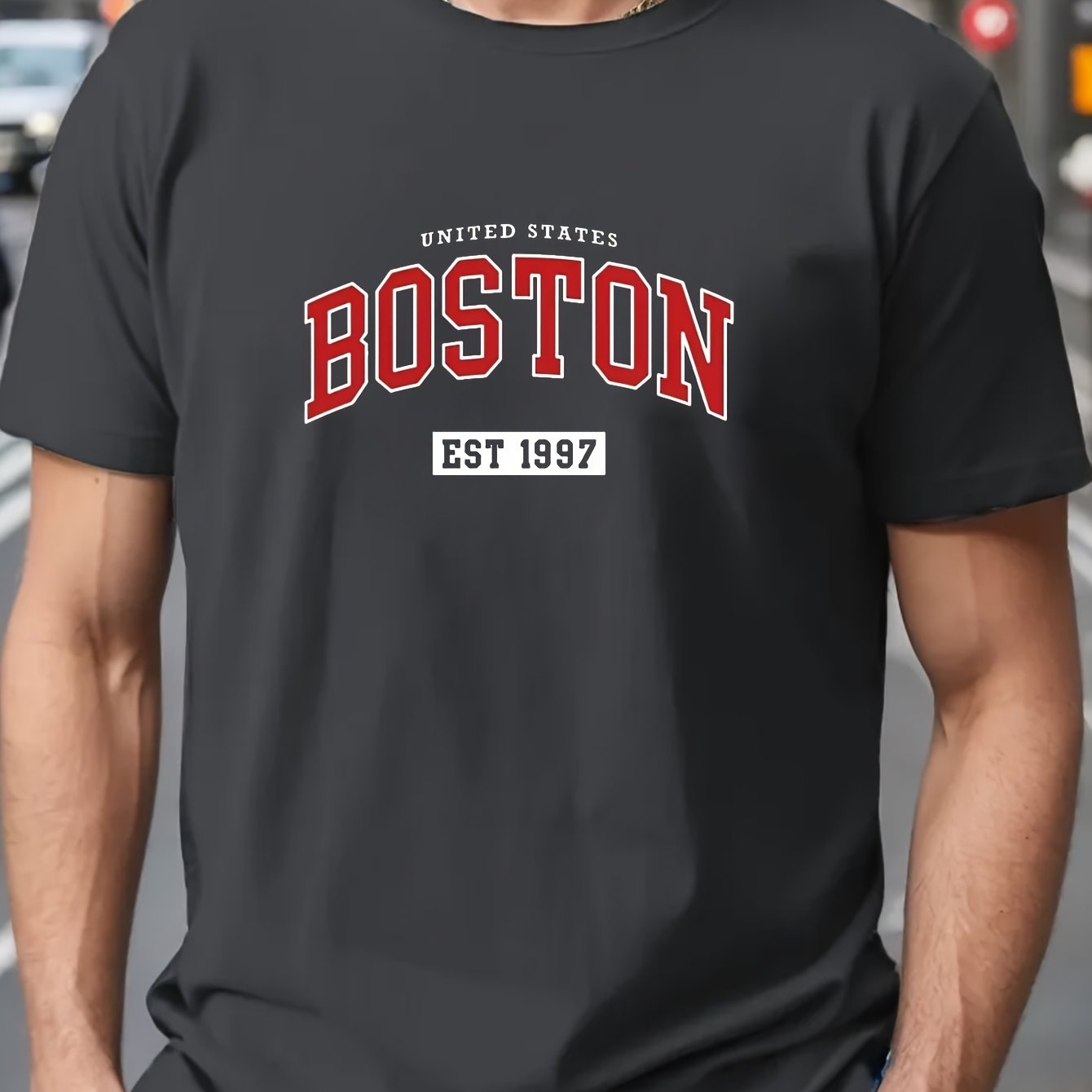 Мужская летняя футболка с алфавитным узором, круглый вырез, хлопок-полиэстер, обычный крой, увеличенный размер