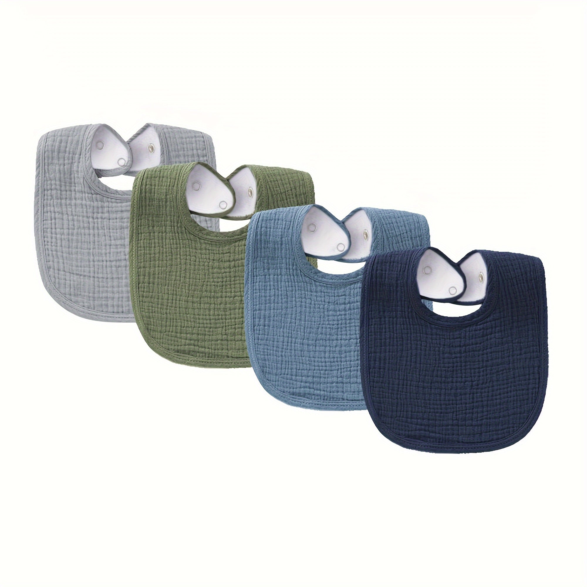 Set of 4 Unisex Baby Cotton Drool Bibs with Snap Closure for Teething and Drooling