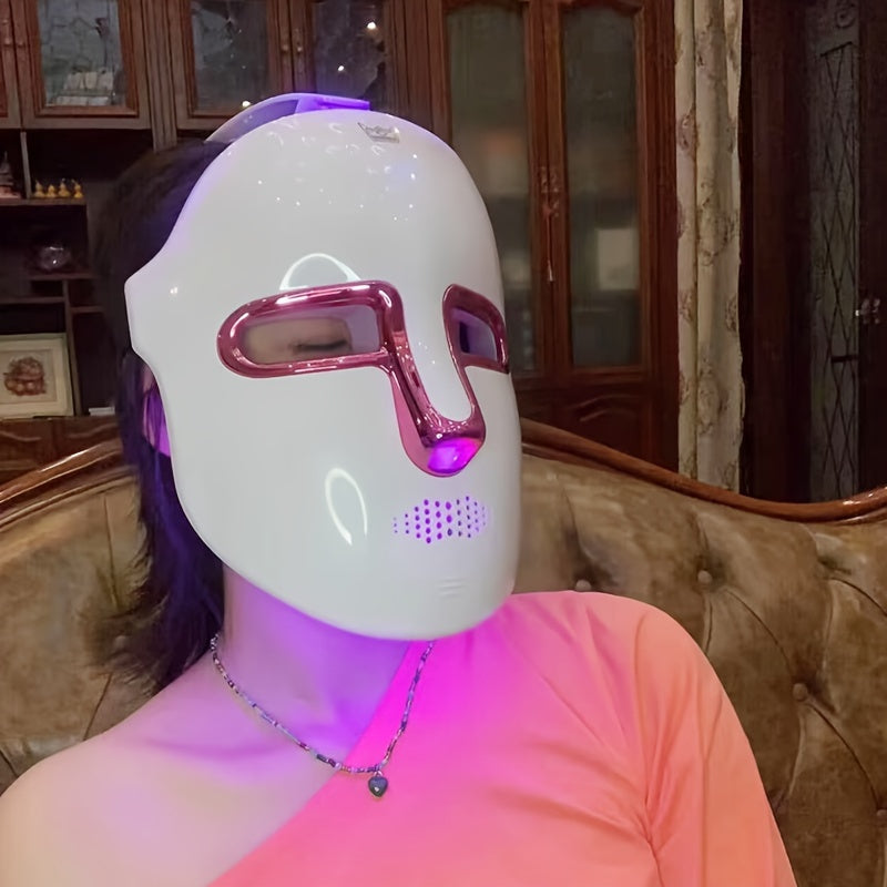 7-Color Light Face Mask for Skincare Facial and Neck Treatment Rechargeable LED Therapy