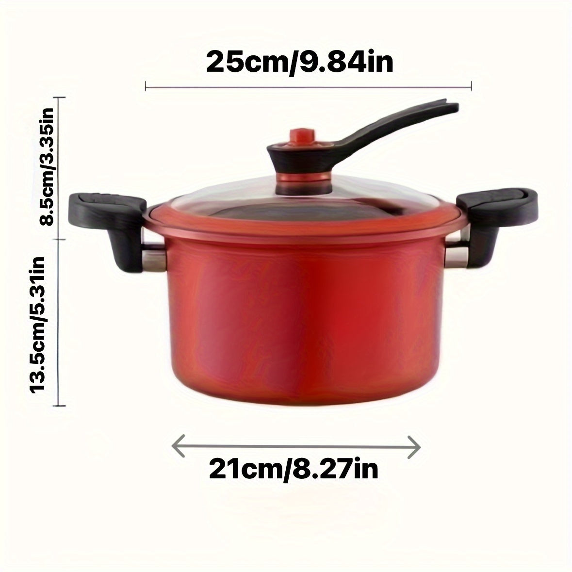 Olla a presión de acero inoxidable 24cm con tapa antiadherente, asas dobles y compatible con inducción