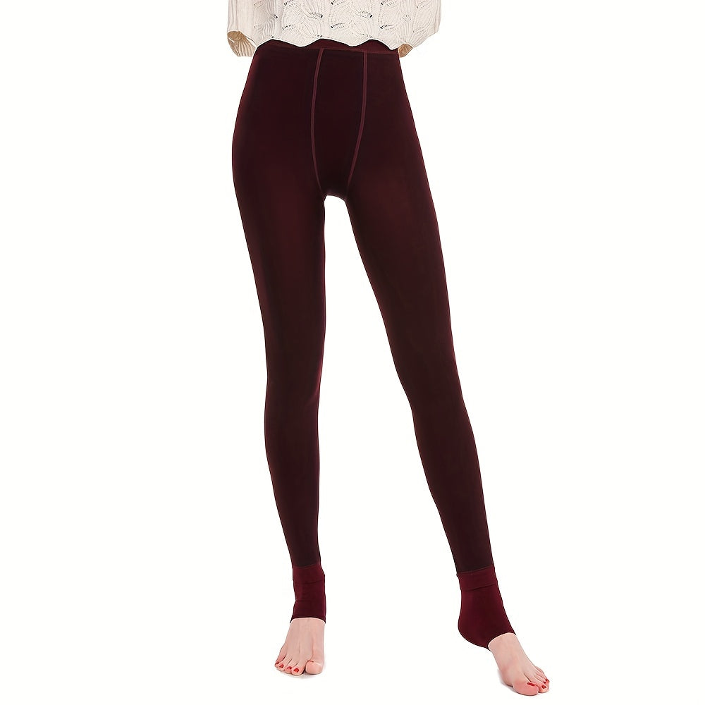 Women's Fleece-Lined Thermal Leggings Cozy Stretchy Ribbed Cuffs Machine Washable