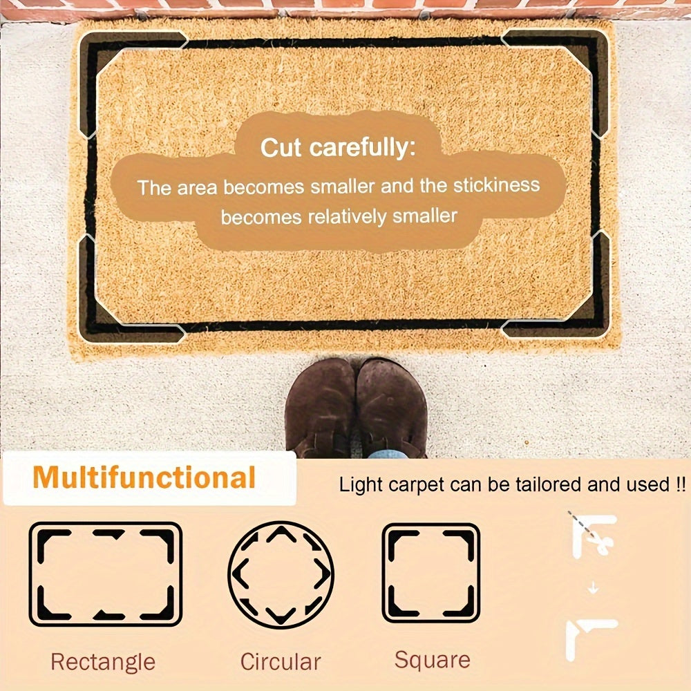 Pack of 4/8 Carpet Corner Stickers with Non-Slip Double-Sided Tape for Indoor and Auto Use