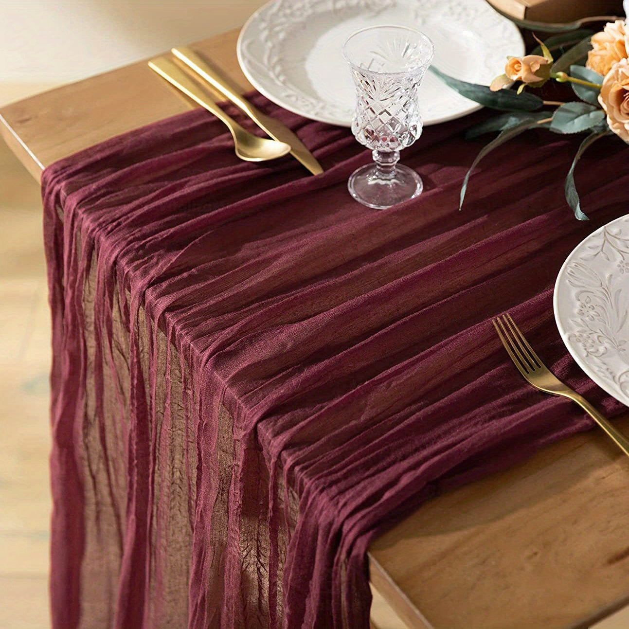 Camino de mesa de gasa de gasa para bodas, fiestas y decoración del hogar