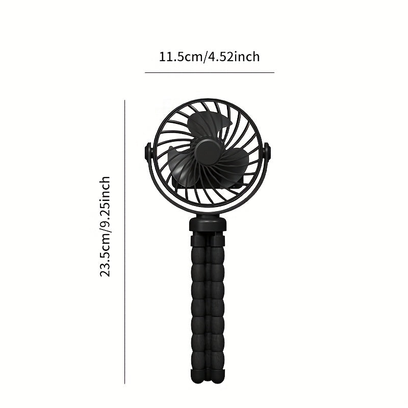 Portable Mini USB Fan with Night Light Black Foldable Rechargeable Adjustable Stand