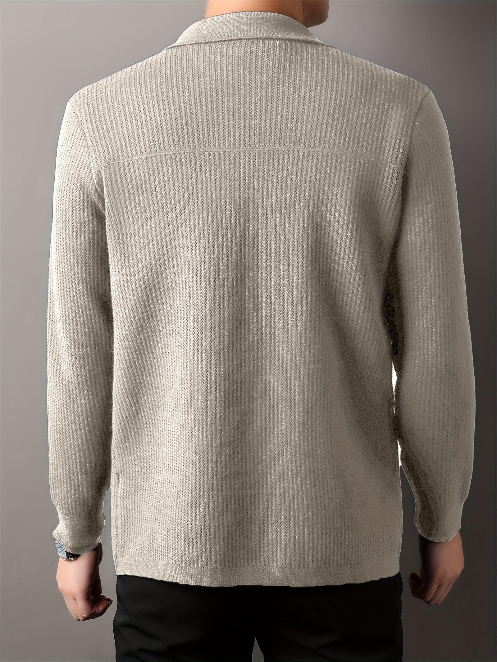 Men's V-Neck Cardigan Fall Winter Solid Color Knit with Pockets