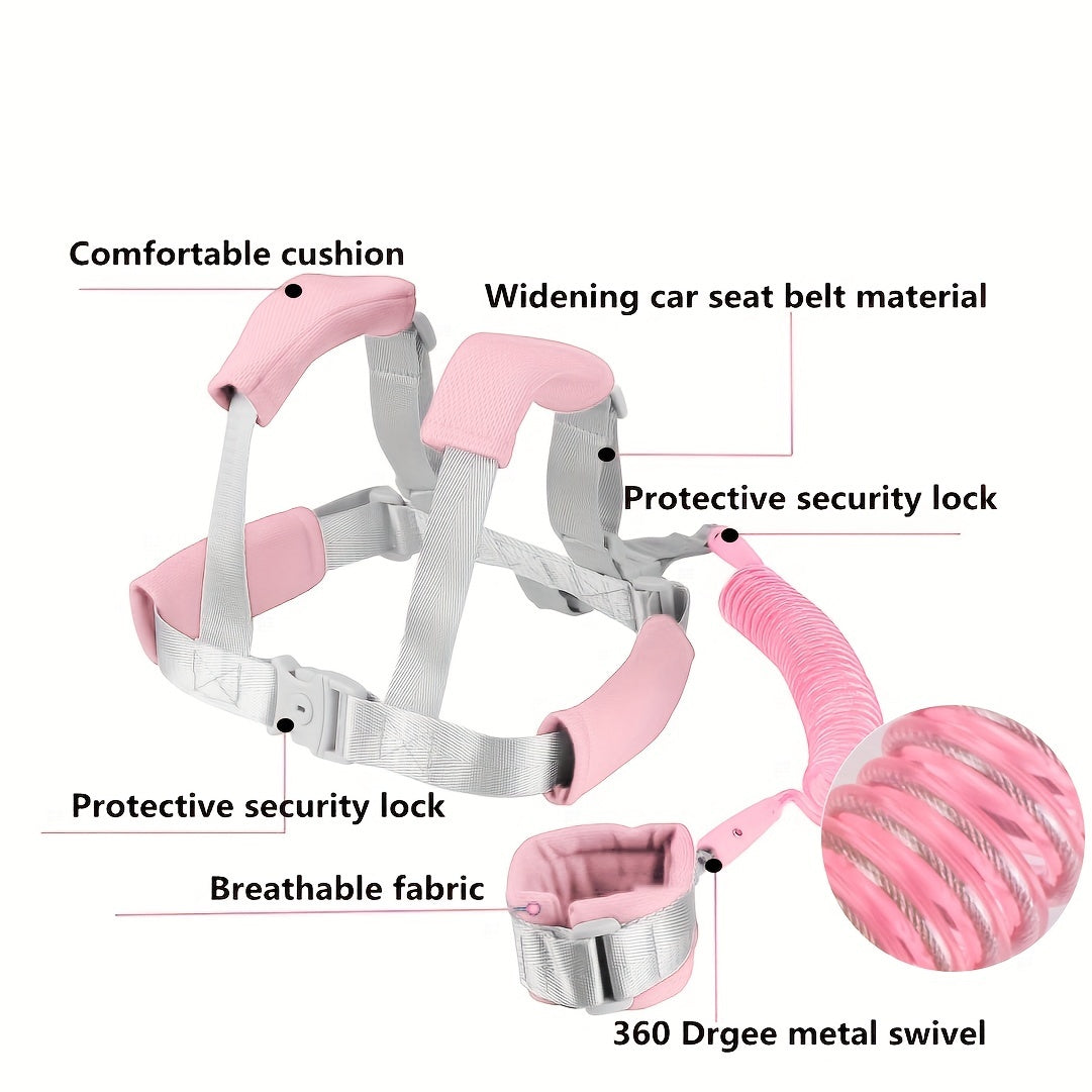 Pink Toddler Safety Leash 8.2 Feet Child Wrist Link Harness for Babies and Kids