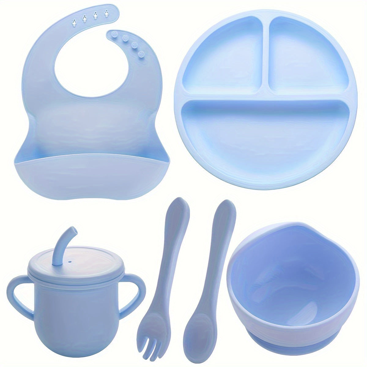 Food Grade Fork Spoon and Silicone Plate Set for Food Supplements