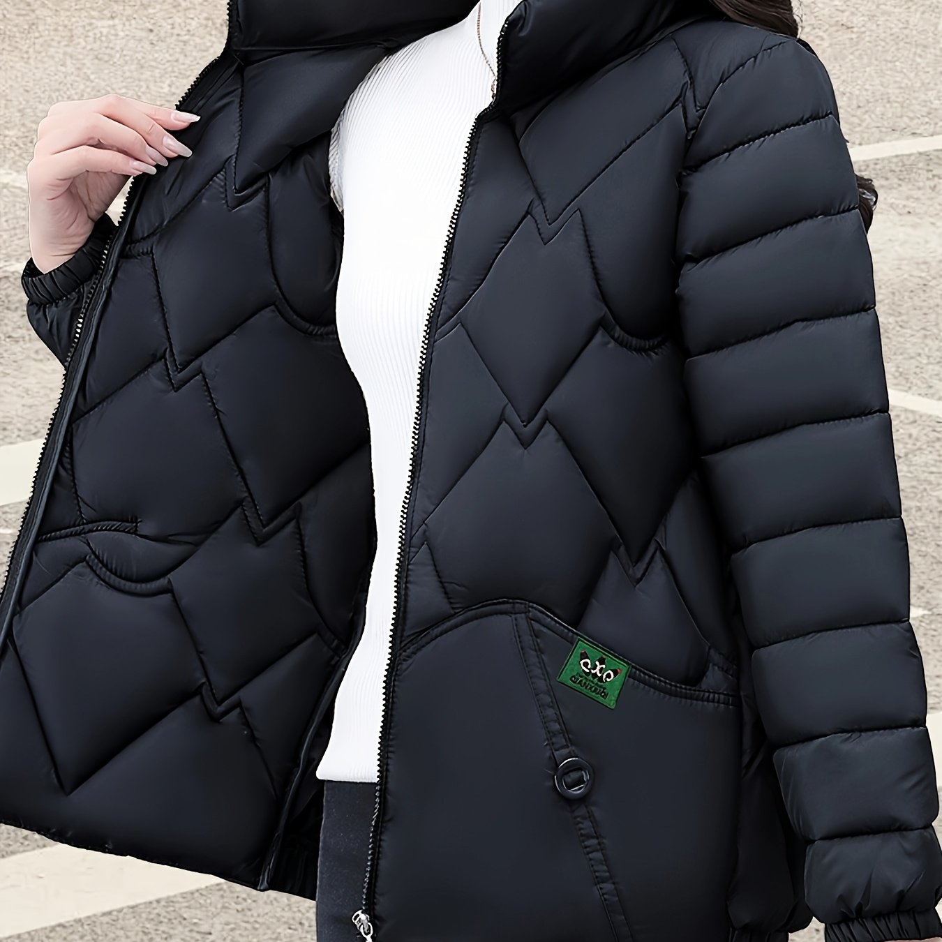 Women's Embroidered Polyester Ruffle Sleeve Coat with Pleated Hem