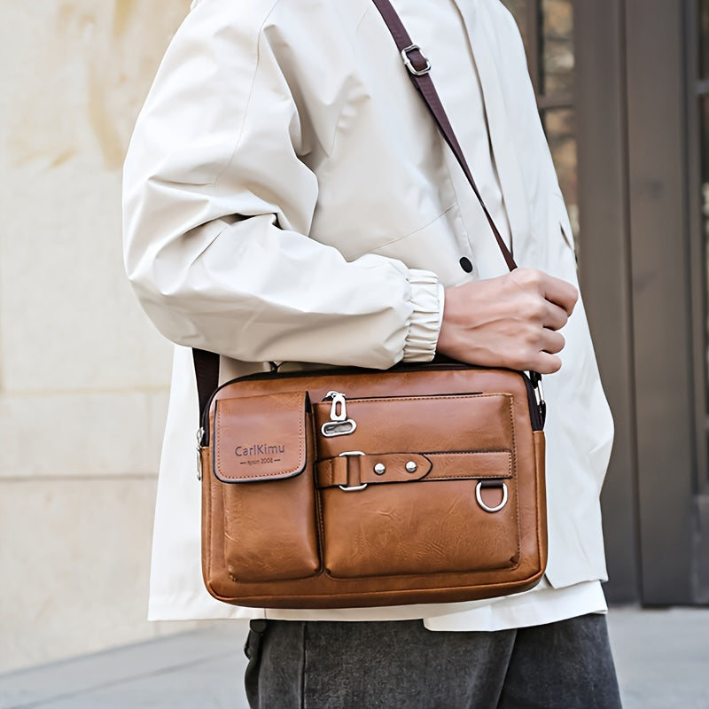 Erkaklar uchun zamonaviy portfel, katta sig'imli, sozlanadigan yelka tasmasi, fermuarli yopiq va yengil chidamlilik bilan kundalik ishga borish uchun qora, jigarrang, qoray jigarrang va och jigarrang ranglarda.