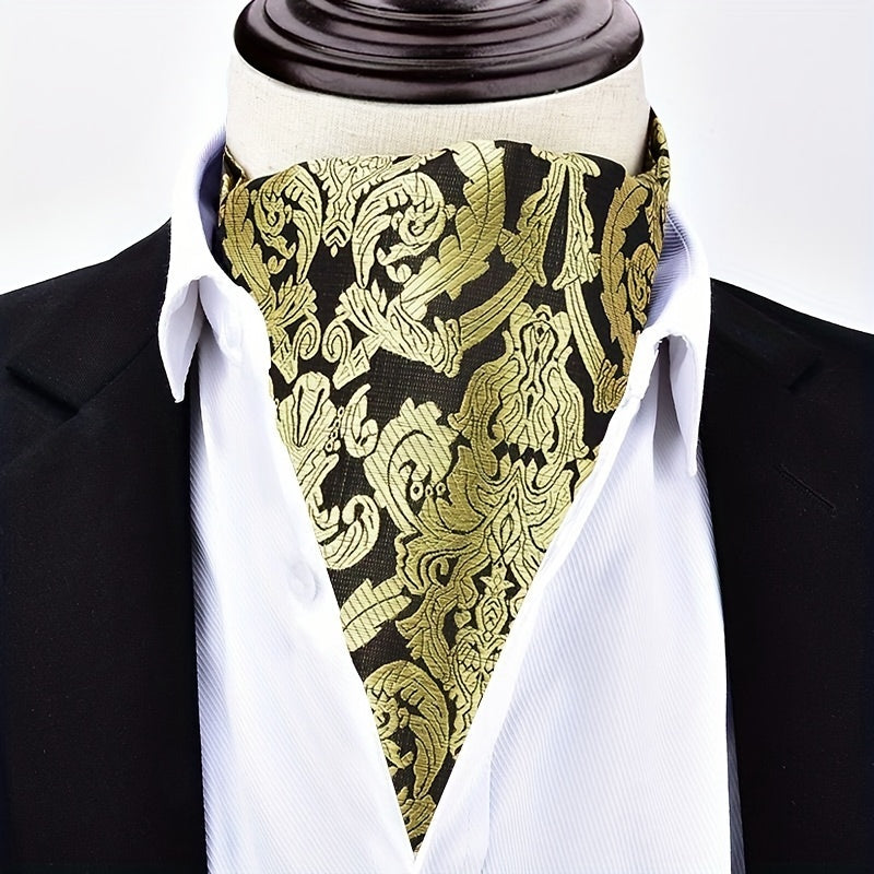 Men's Autumn Winter Double-Layer Paisley Pattern Collared Shirt Scarf for Casual Formal