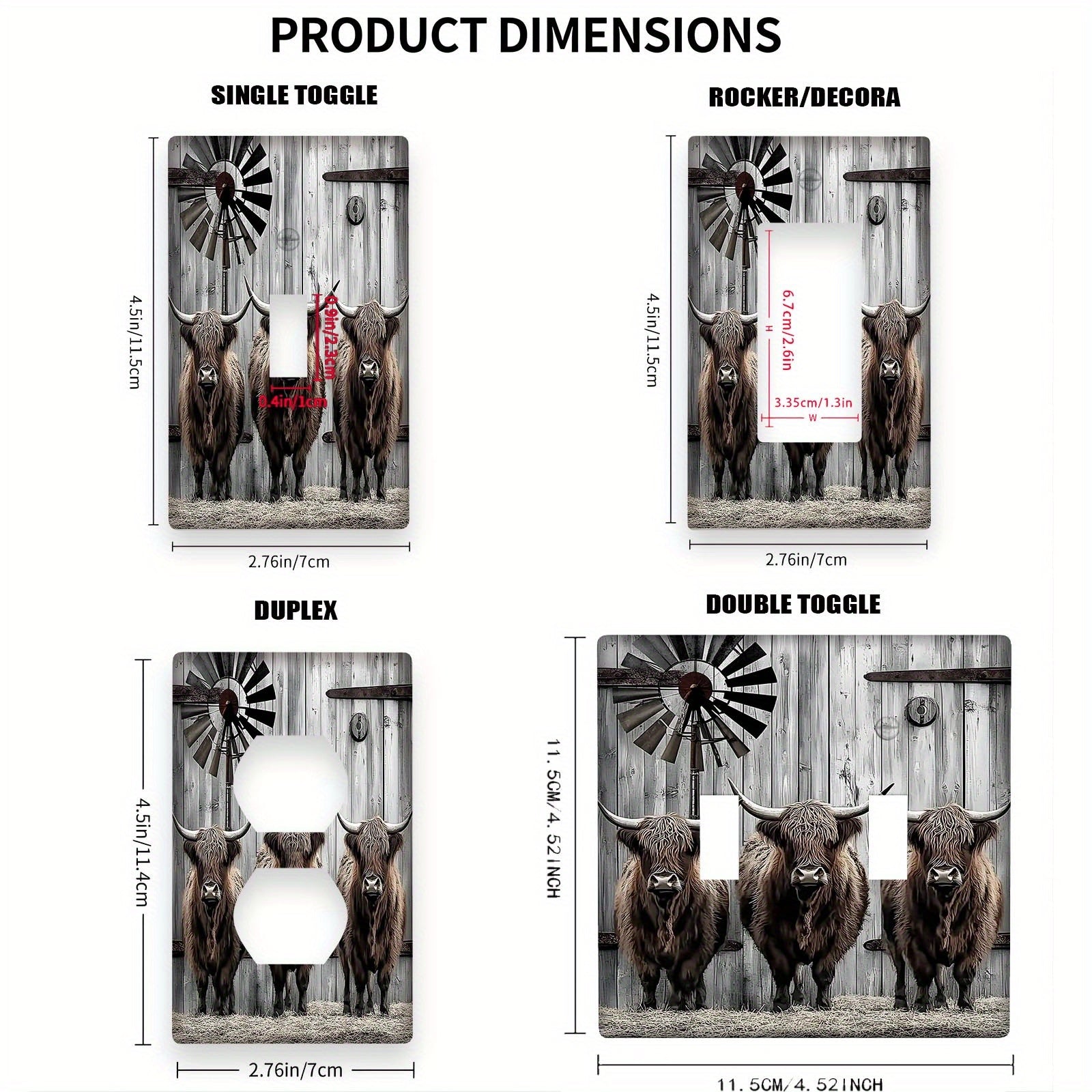 Highland Cow Wall Plate Cover for Light Switch and Outlet Decorative Home Decor