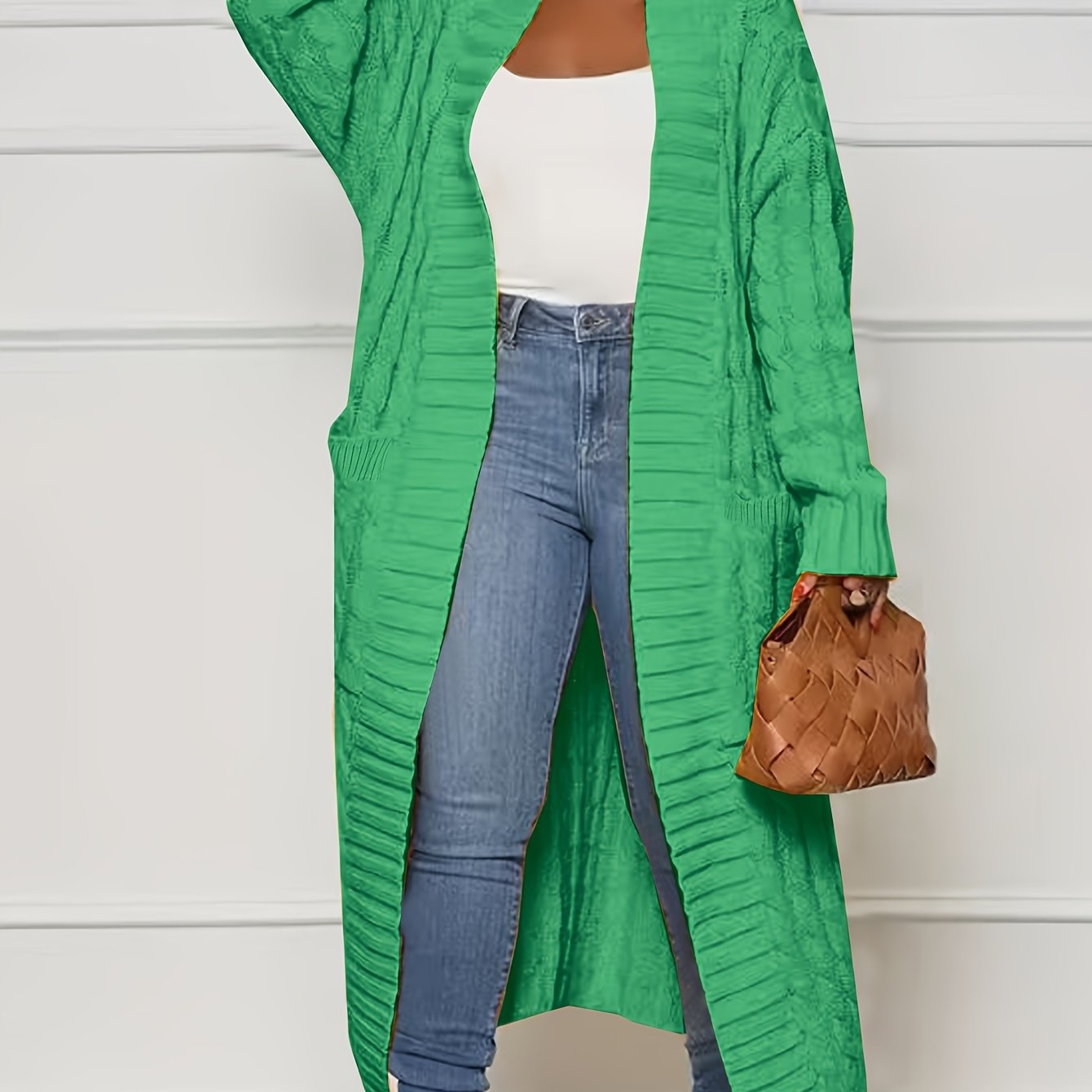 Женский оверсайз вязаный кардиган-пальто с длинным рукавом для осени и зимы, полиэстеровый свитер