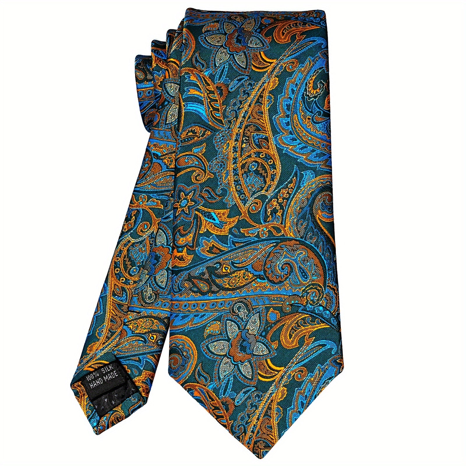 Men's Formal Tie Set with Pocket Square Cufflinks Tie Clip Lapel Pin and Ring for Weddings and Occasions