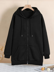 Women's Plus Size Hooded Sweatshirt Long Sleeve Zip Up Casual Pullover