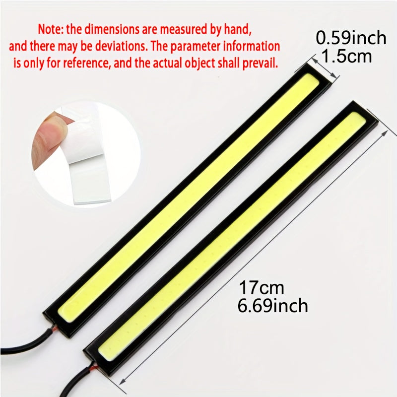 Car LED Light Bars Set of 4 17cm Ultra-Thin COB Bright Lights for Motorcycles
