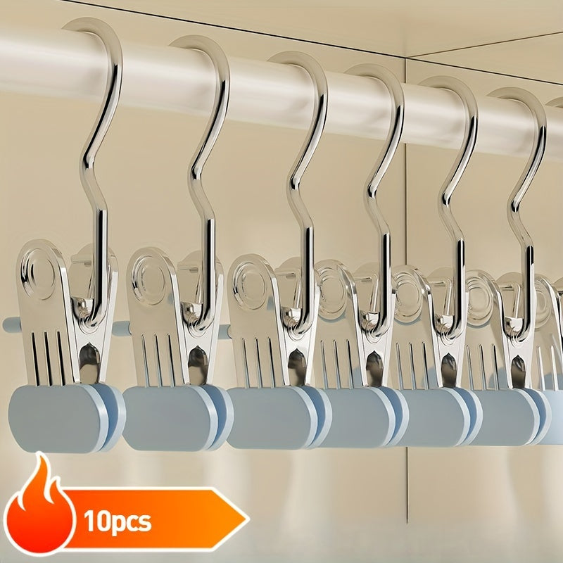 Metal Clothes Hangers with No-Crease Clips for Hats Socks Jeans Pack of 10