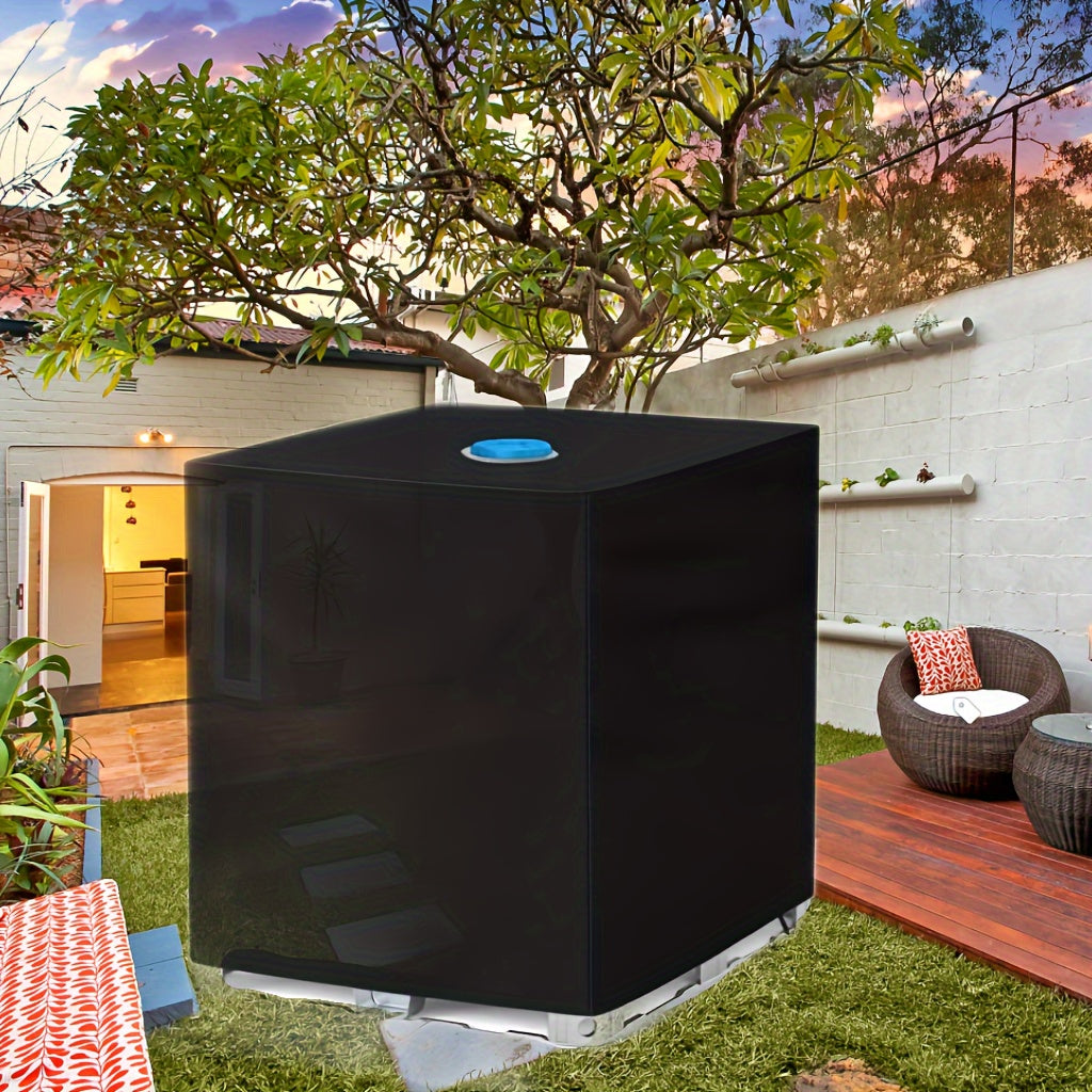 Cubierta para contenedor IBC de poliéster 210D impermeable para barril de lluvia exterior negro